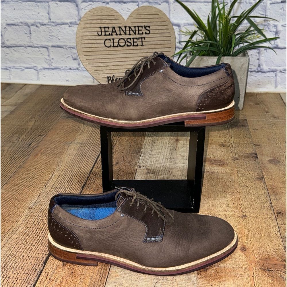 Ted Baker Shoes Sz 9 M Brown Derby Oxfords LEATHER NEWBUCK DEEKUN‎